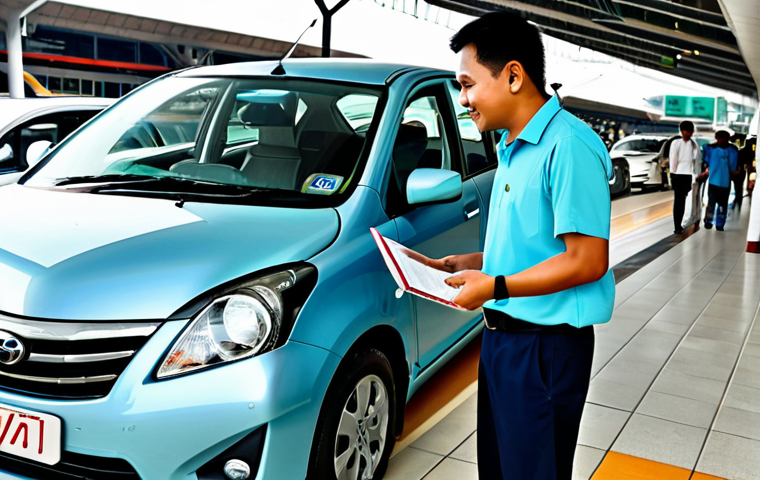 E-hailing Driver**

A friendly, fully clothed Grab driver in a clean, well-maintained Perodua Myvi, wearing a modest collared shirt, assisting a passenger with their luggage in front of KL Sentral station. Bright daylight, professional, safe for work, appropriate content, perfect anatomy, natural proportions, family-friendly.

**
